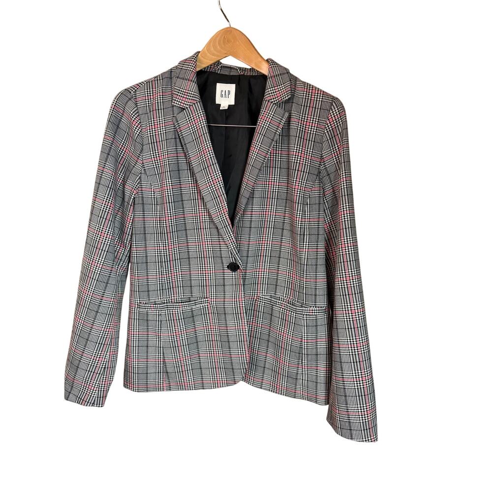 Gap Academy Grid Plaid one button two pocket fully lined Blazer